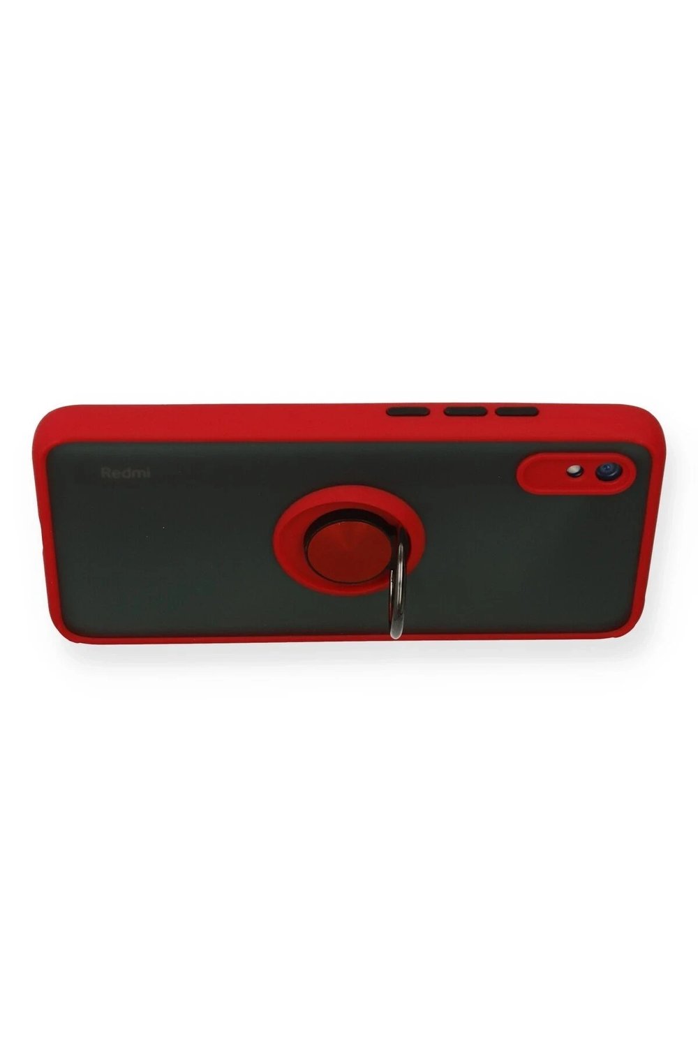 Mey İthalat®   Redmi 9A Kılıf Montreal Yüzüklü Silikon Kapak - Kırmızı