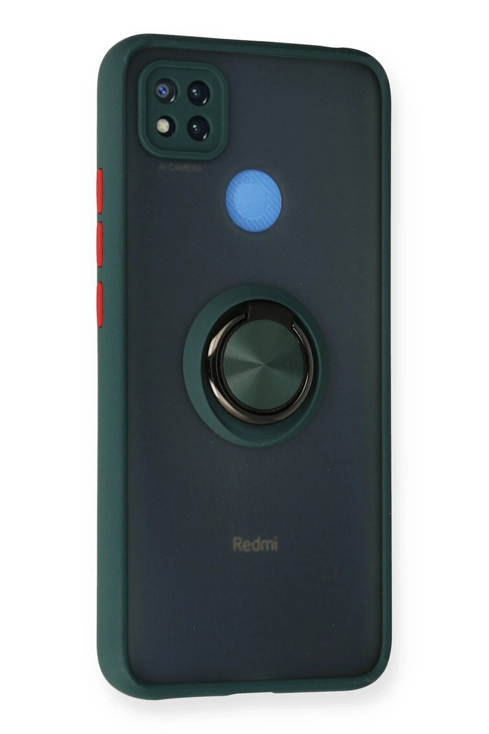 Mey İthalat®   Redmi 9C Kılıf Montreal Yüzüklü Silikon Kapak - Yeşil
