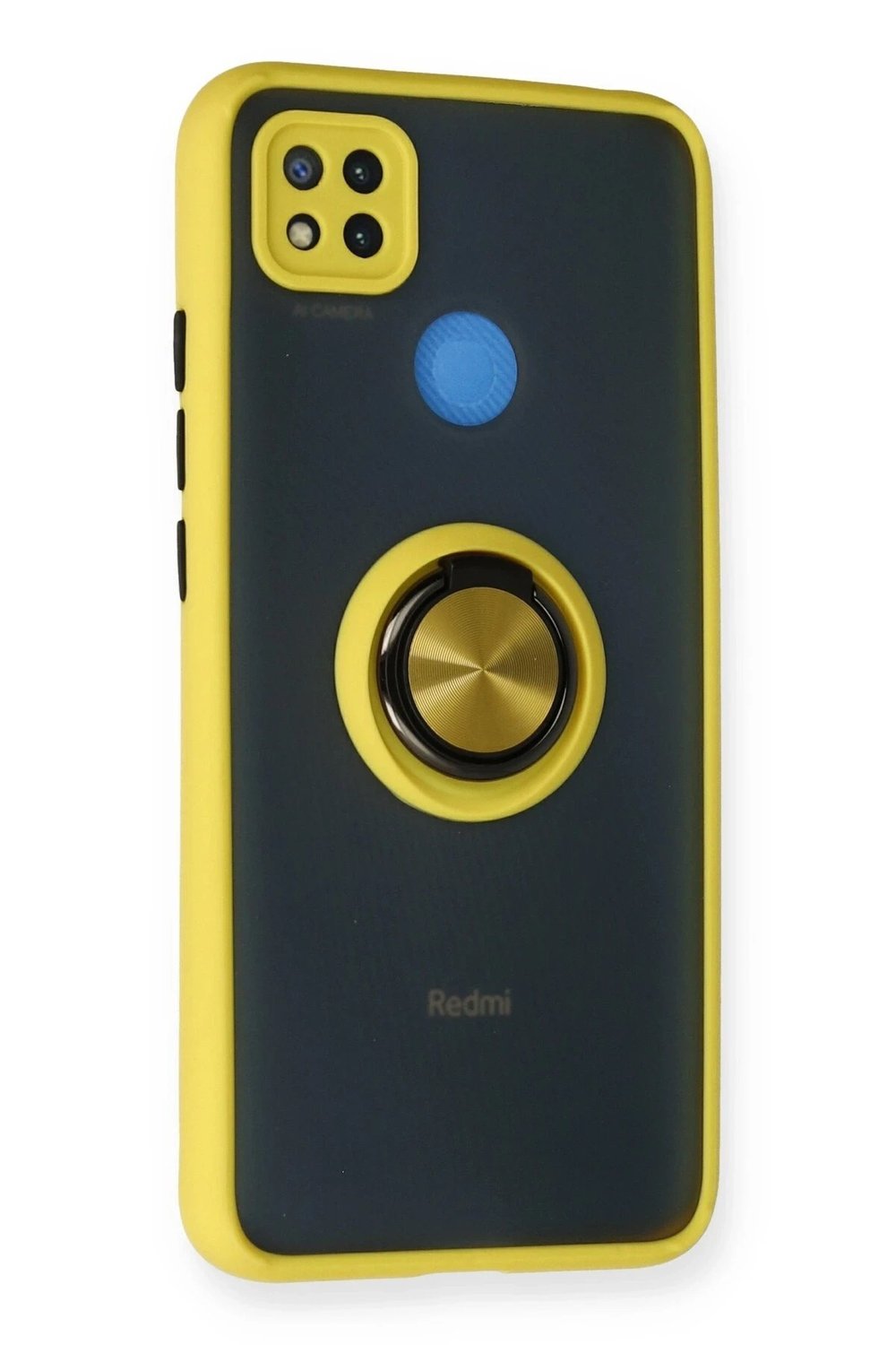 Mey İthalat®   Redmi 9C Kılıf Montreal Yüzüklü Silikon Kapak - Sarı
