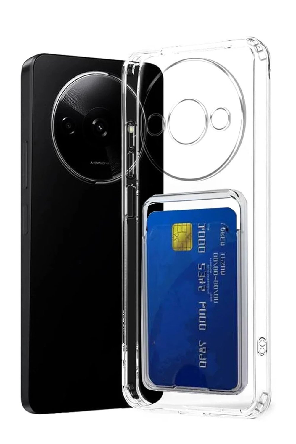 Mey İthalat®   Redmi A3 4G Kılıf Kart Şeffaf Silikon - Şeffaf