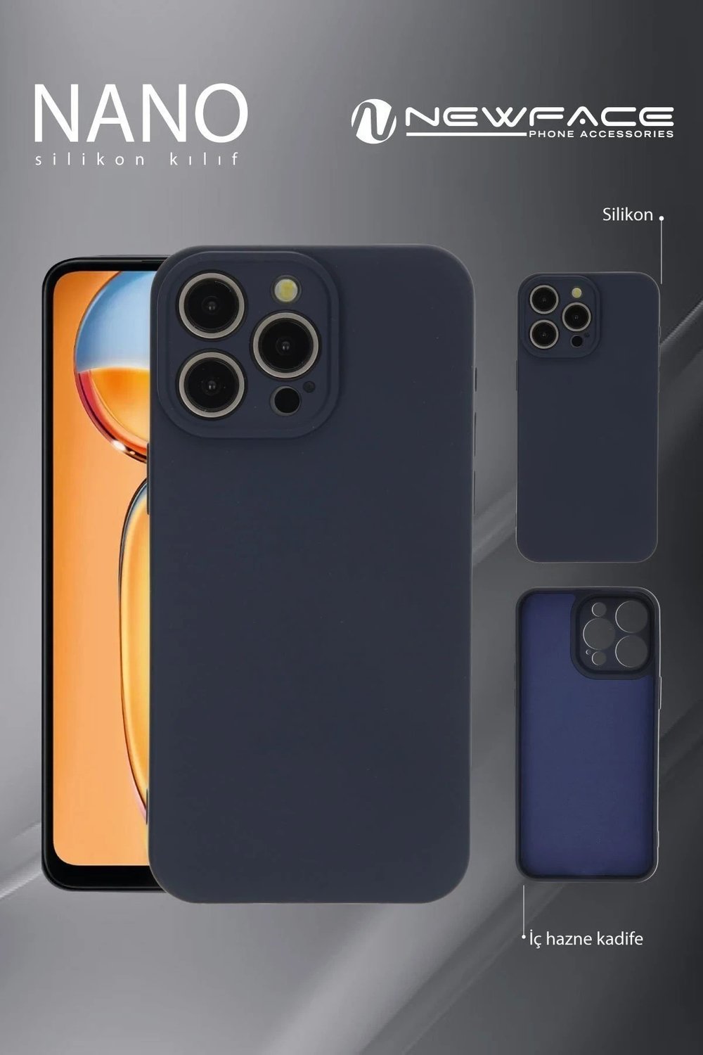 Mey İthalat®   Redmi A3 4G Kılıf Nano içi Kadife Silikon - Lacivert