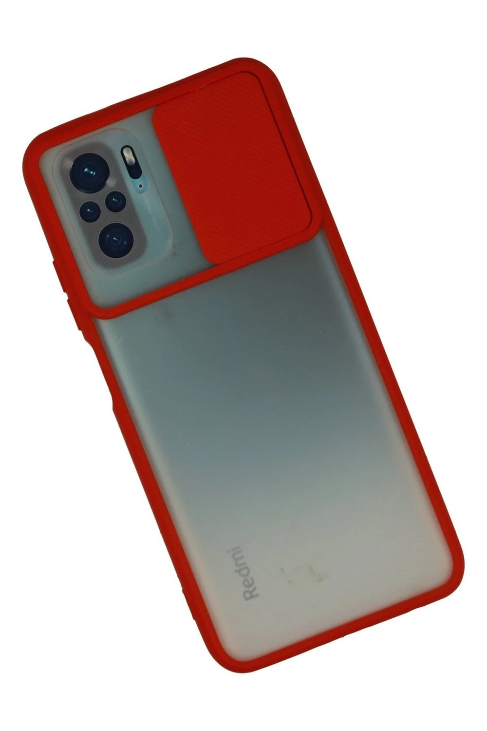 Mey İthalat®   Redmi Note 10 Kılıf Palm Buzlu Kamera Sürgülü Silikon - Kırmızı