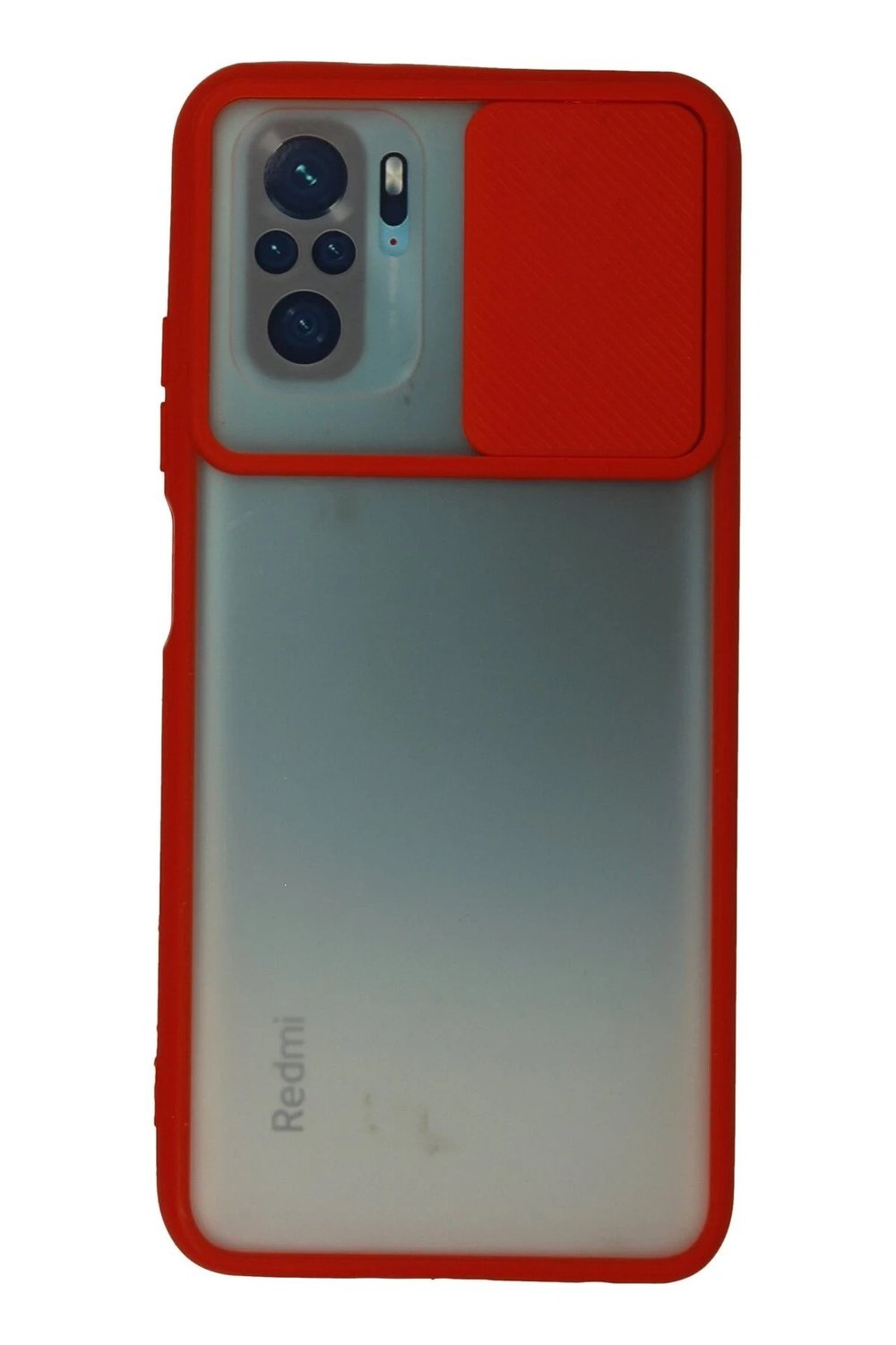 Mey İthalat®   Redmi Note 10 Kılıf Palm Buzlu Kamera Sürgülü Silikon - Kırmızı