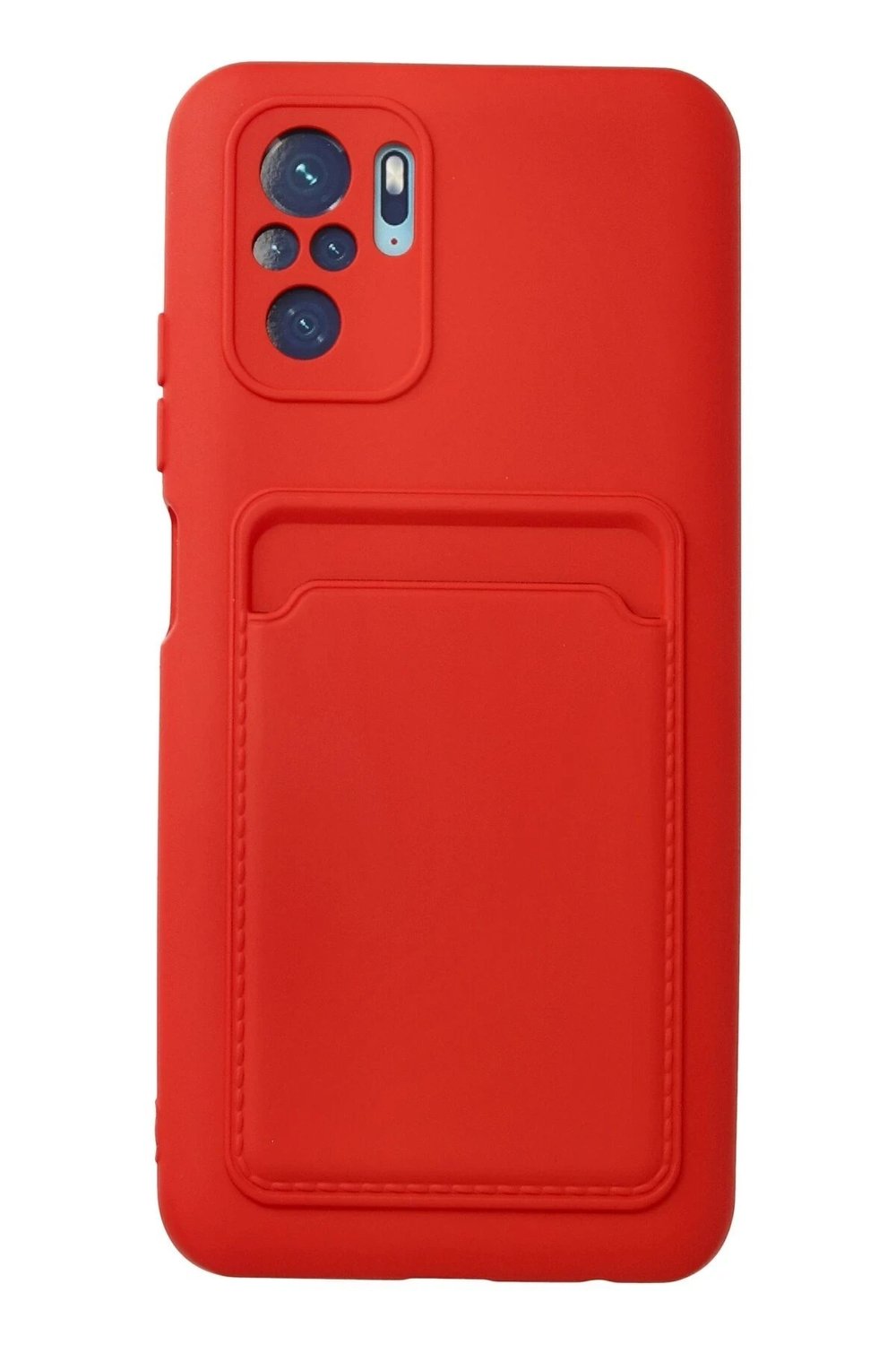 Mey İthalat®   Redmi Note 10S Kılıf Kelvin Kartvizitli Silikon - Kırmızı