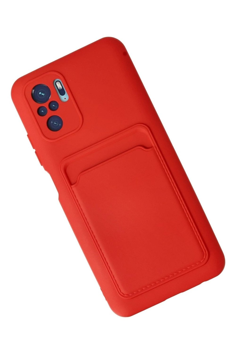 Mey İthalat®   Redmi Note 10S Kılıf Kelvin Kartvizitli Silikon - Kırmızı