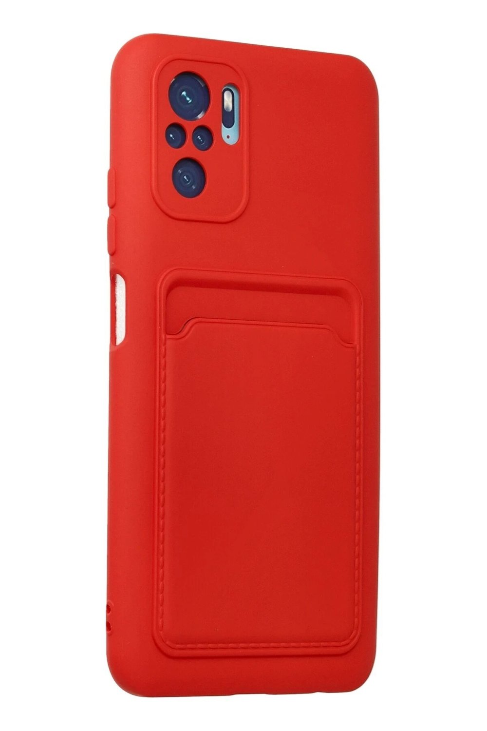 Mey İthalat®   Redmi Note 10S Kılıf Kelvin Kartvizitli Silikon - Kırmızı