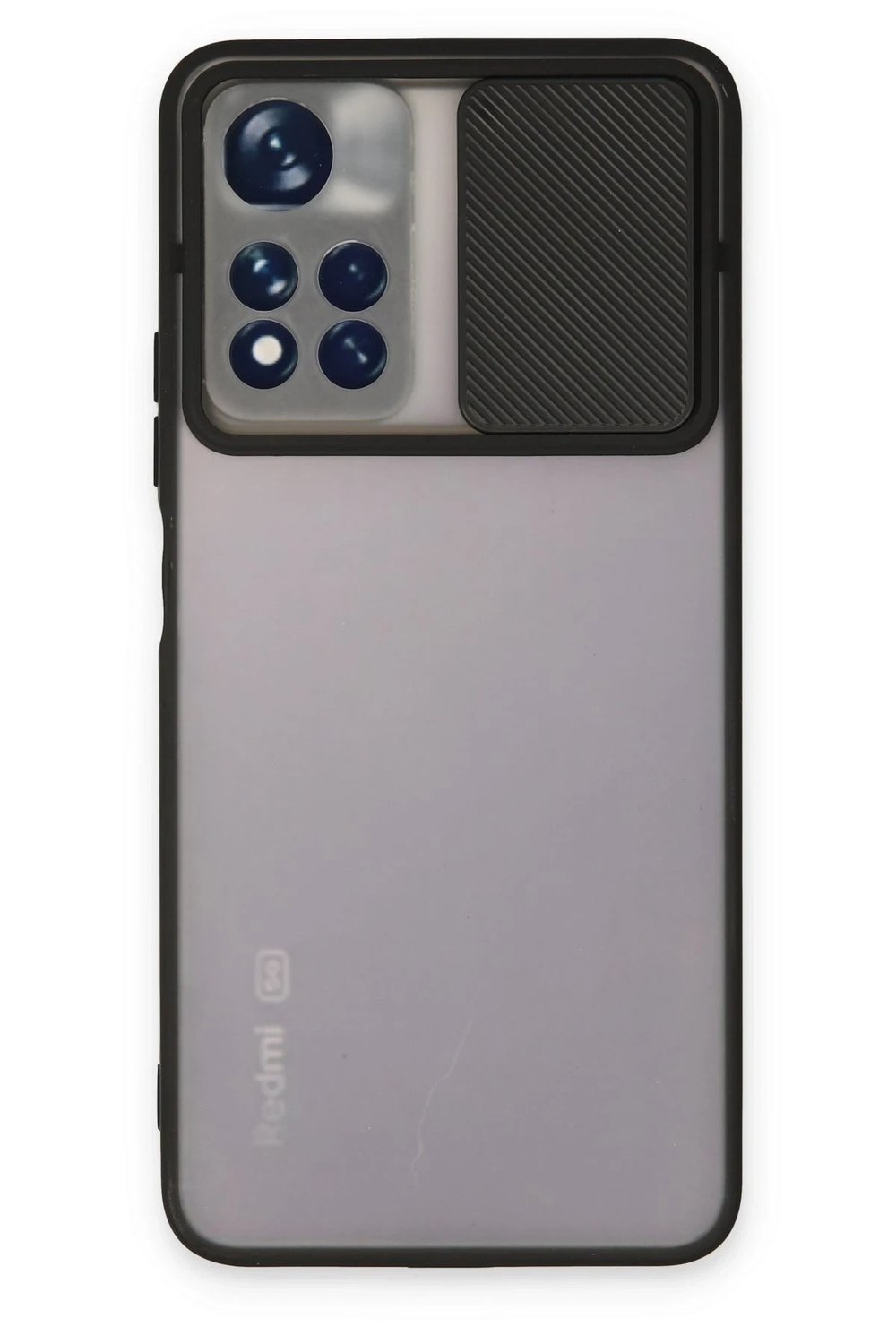 Mey İthalat®   Redmi Note 11T Kılıf Palm Buzlu Kamera Sürgülü Silikon - Siyah