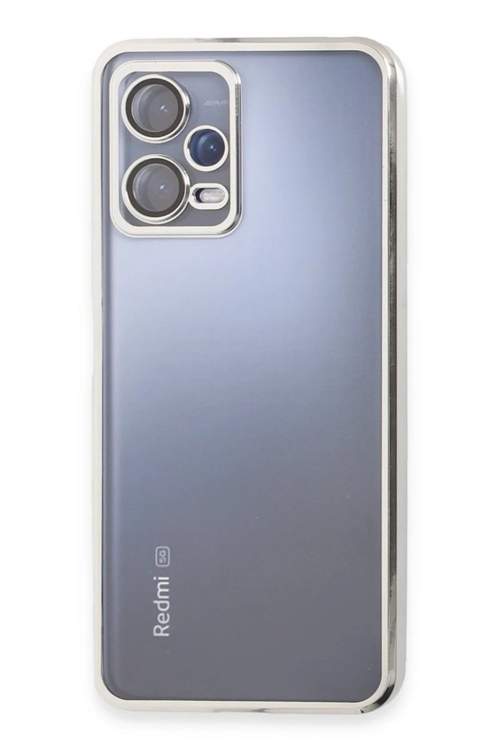 Mey İthalat®   Redmi Note 12 5G Kılıf  Lensli Silikon - Gümüş