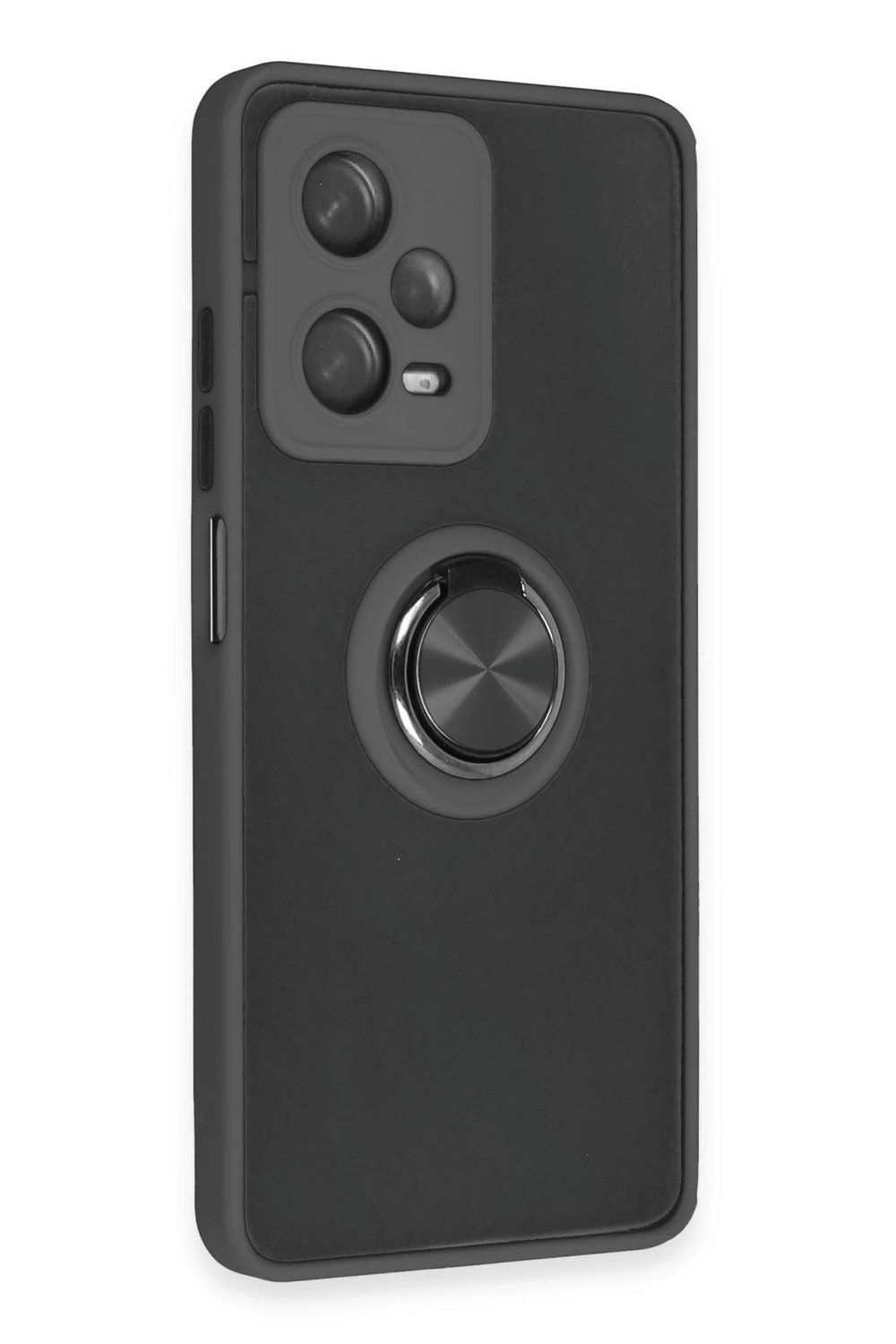 Mey İthalat®   Redmi Note 12 5G Kılıf Montreal Yüzüklü Silikon Kapak - Siyah