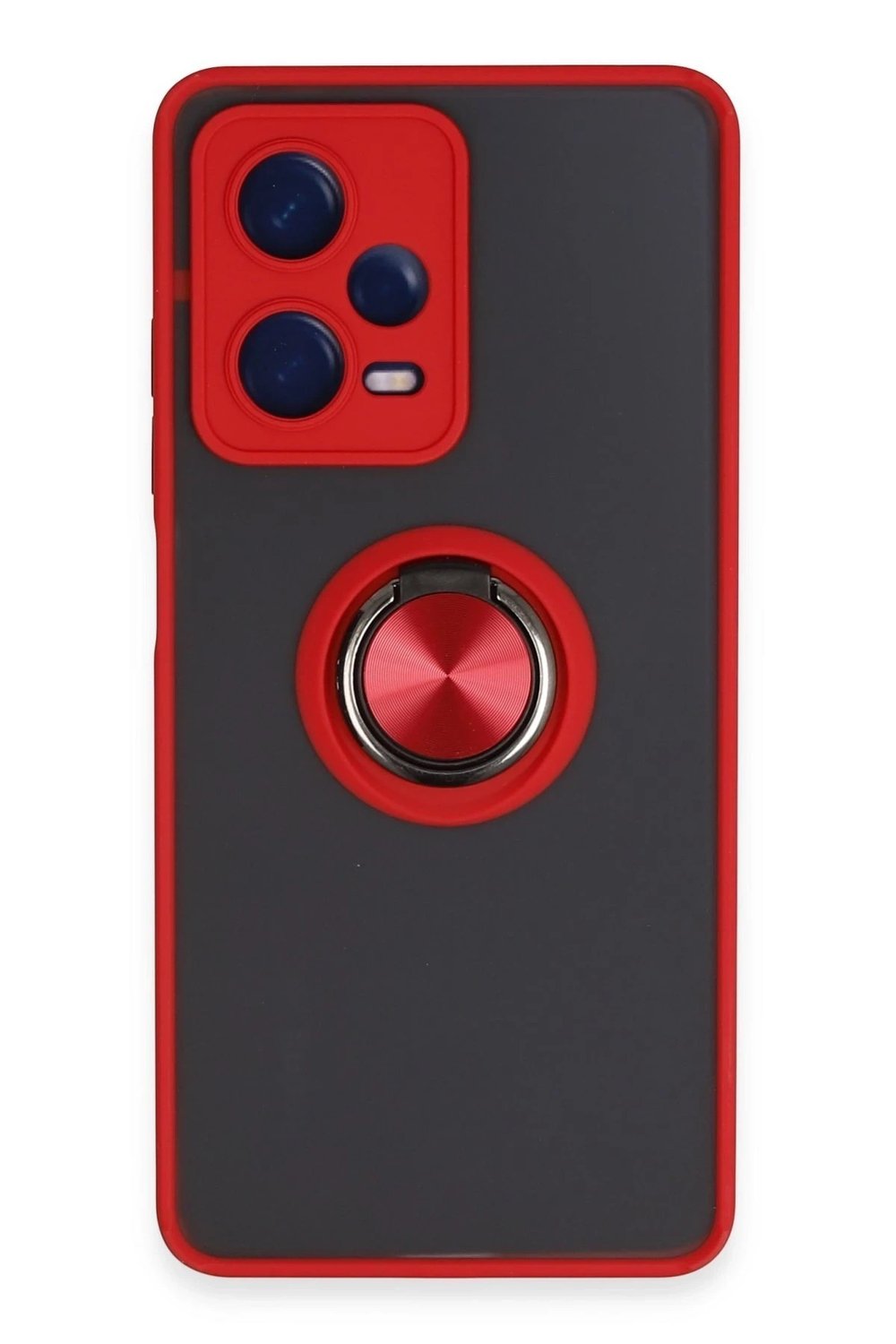 Mey İthalat®   Redmi Note 12 5G Kılıf Montreal Yüzüklü Silikon Kapak - Kırmızı
