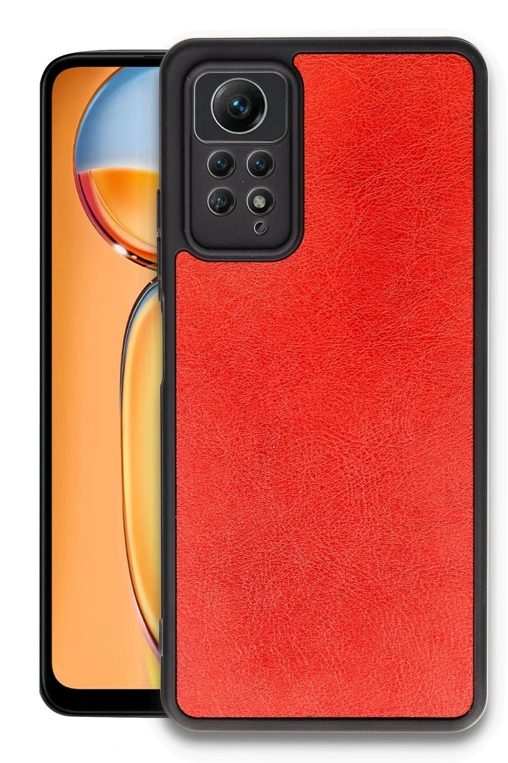 Mey İthalat®   Redmi Note 12 Pro 4G Kılıf Aras Deri Kapak - Kırmızı