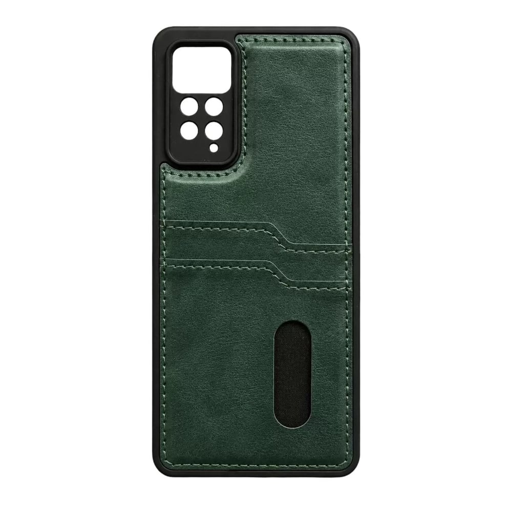 Mey İthalat®   Redmi Note 12 Pro 4G Kılıf Sara Kartvizitli Deri Kılıf - Koyu Yeşil