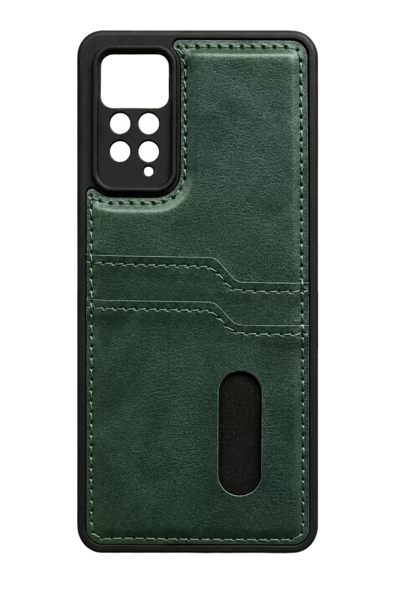 Mey İthalat®   Redmi Note 12 Pro 4G Kılıf Sara Kartvizitli Deri Kılıf - Koyu Yeşil