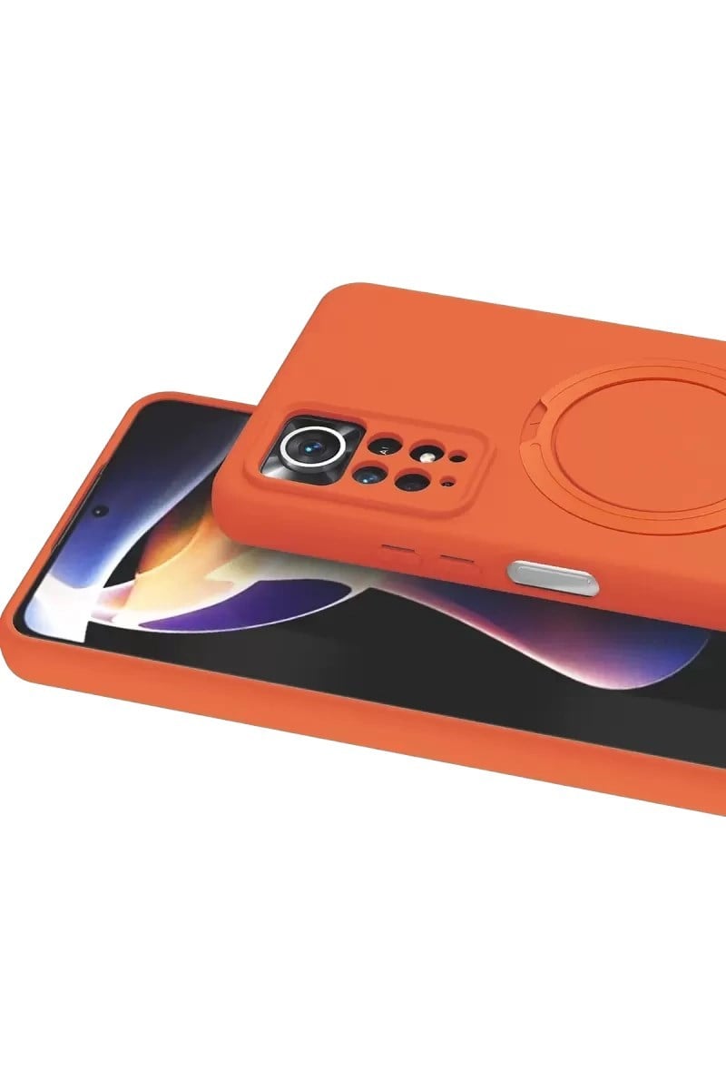 Mey İthalat®   Redmi Note 12 Pro 4G Regal Magsafe Standlı Kapak - Turuncu