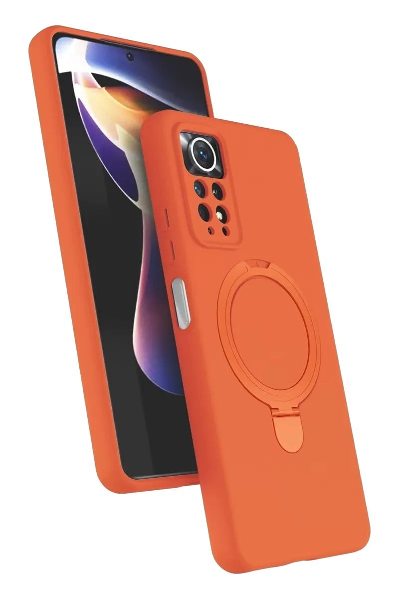 Mey İthalat®   Redmi Note 12 Pro 4G Regal Magsafe Standlı Kapak - Turuncu