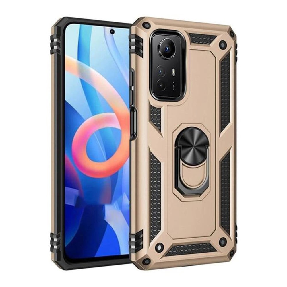 Mey İthalat®   Redmi Note 12S Kılıf Sofya Yüzüklü Silikon Kapak - Gold