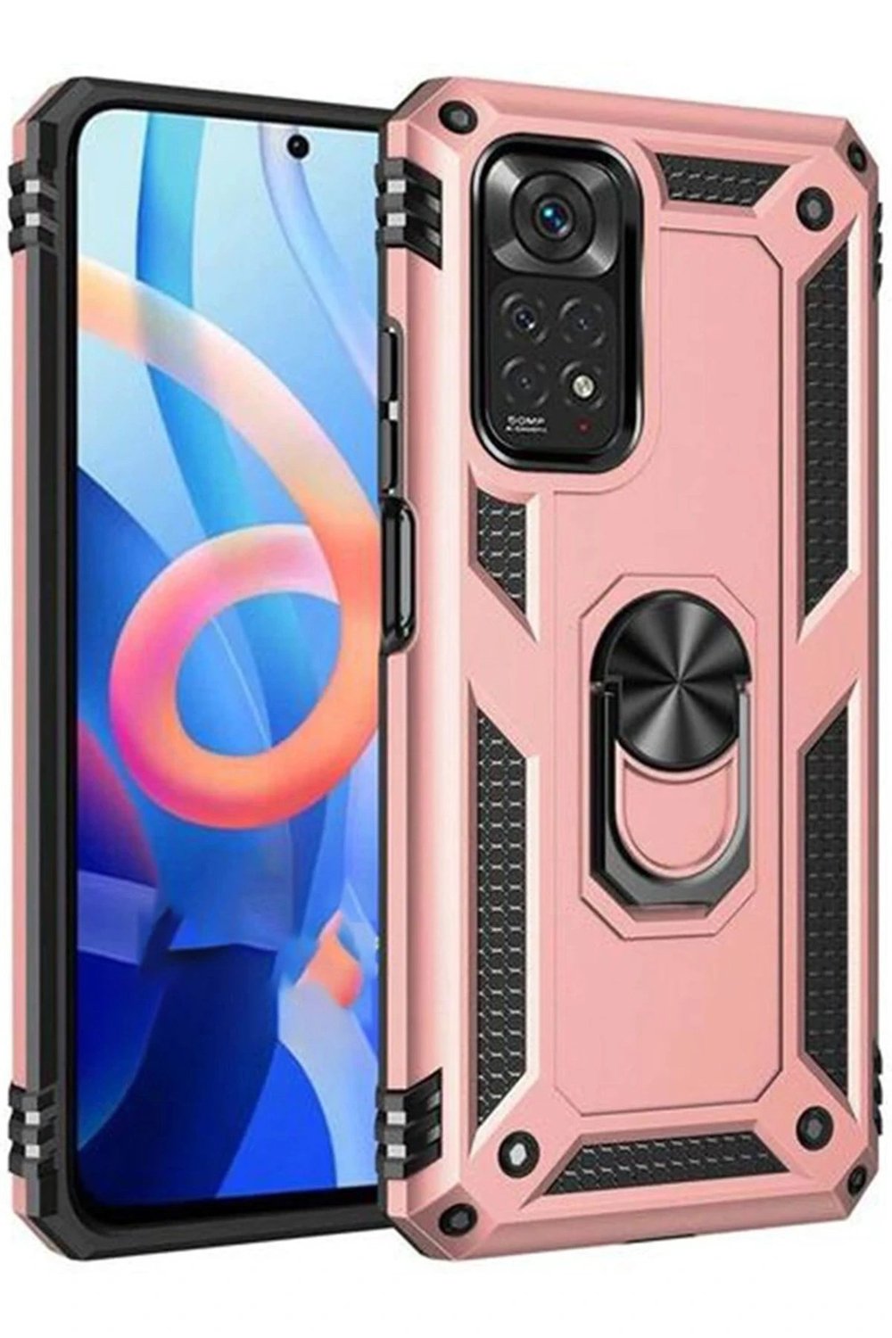 Mey İthalat®   Redmi Note 12S Kılıf Sofya Yüzüklü Silikon Kapak - Rose