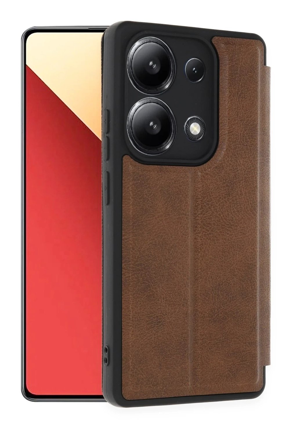 Mey İthalat®   Redmi Note 13 4G Kılıf Flip Cover - Taba