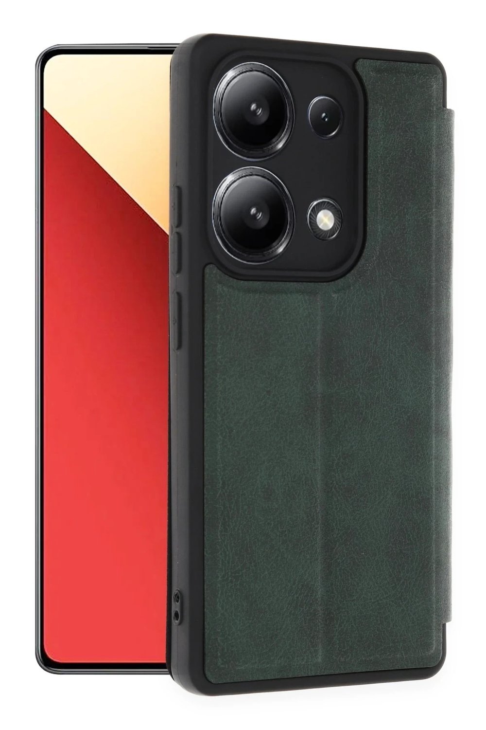 Mey İthalat®   Redmi Note 13 4G Kılıf Flip Cover - Koyu Yeşil