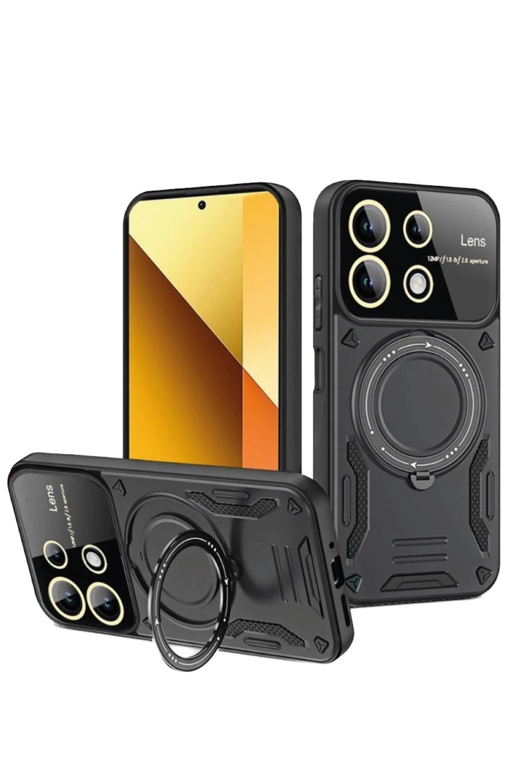 Mey İthalat®   Redmi Note 13 4G Kılıf Joy Lens Standlı Kapak - Siyah