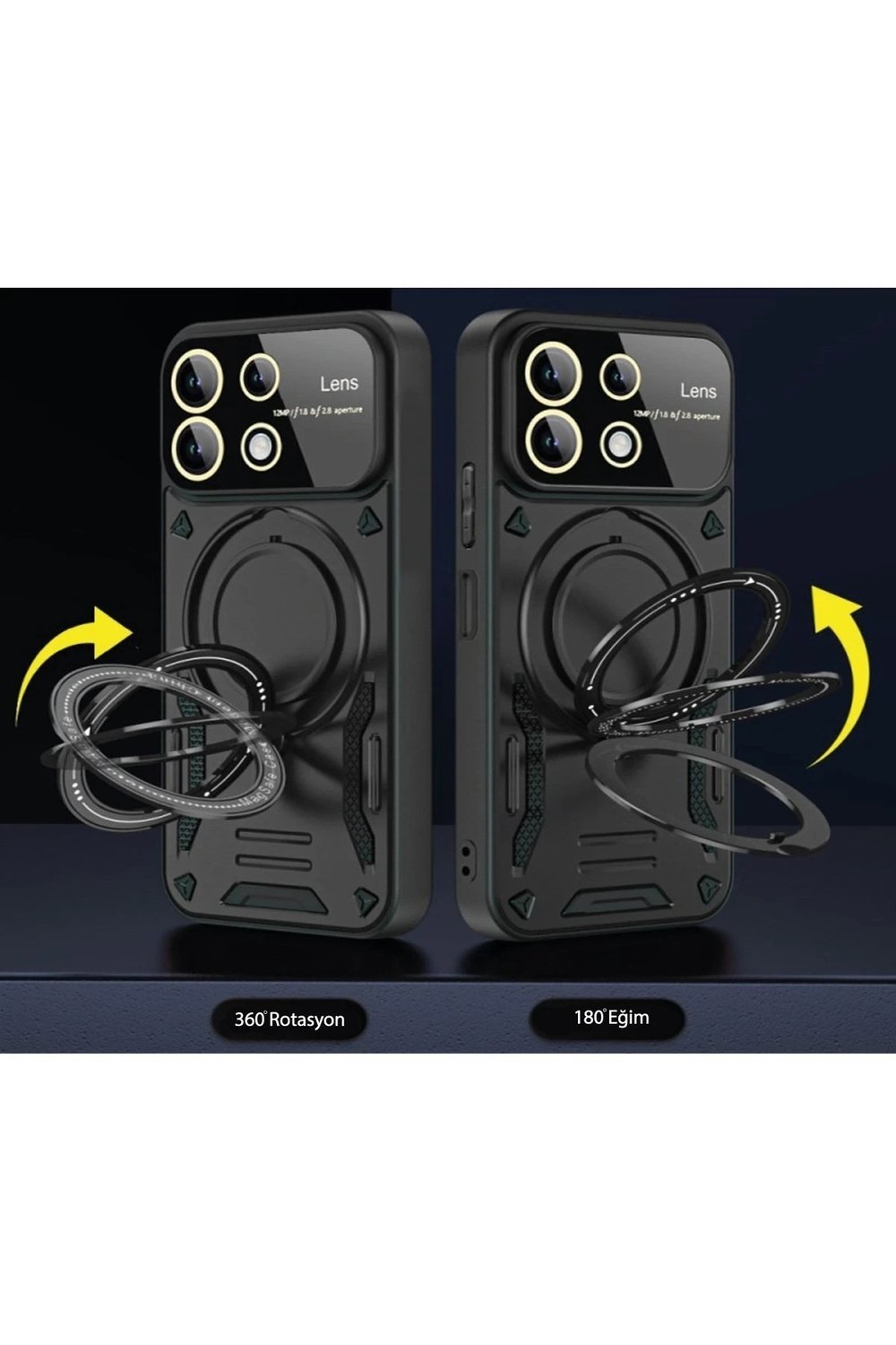 Mey İthalat®   Redmi Note 13 4G Kılıf Joy Lens Standlı Kapak - Siyah