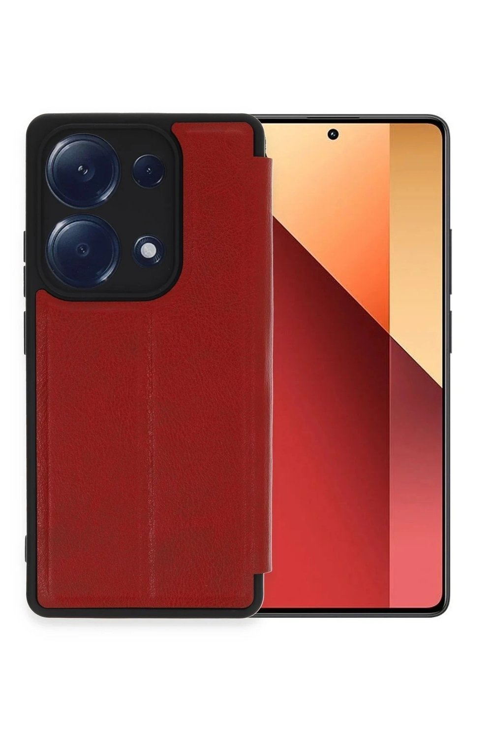 Mey İthalat®   Redmi Note 13 Pro 4G Kılıf Flip Cover - Kırmızı