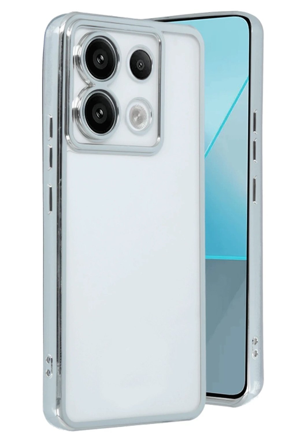 Mey İthalat®   Redmi Note 13 Pro 4G Kılıf  Lensli Silikon - Gümüş