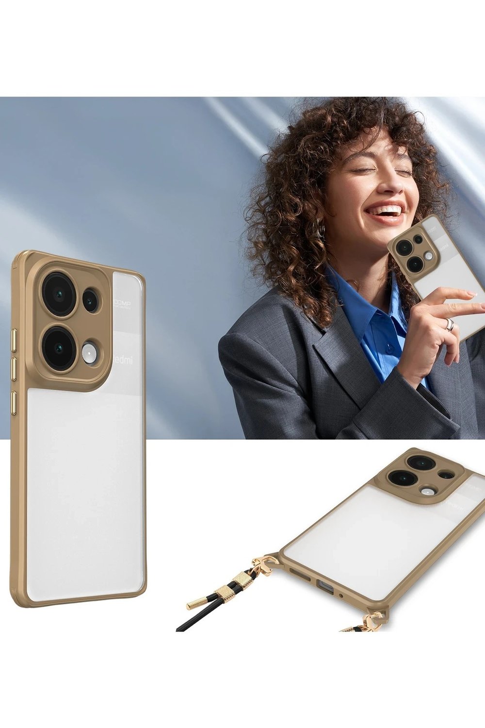 Mey İthalat®   Redmi Note 13 Pro 4G Kılıf Penta Silikon Kılıf - Çöl Titanyum
