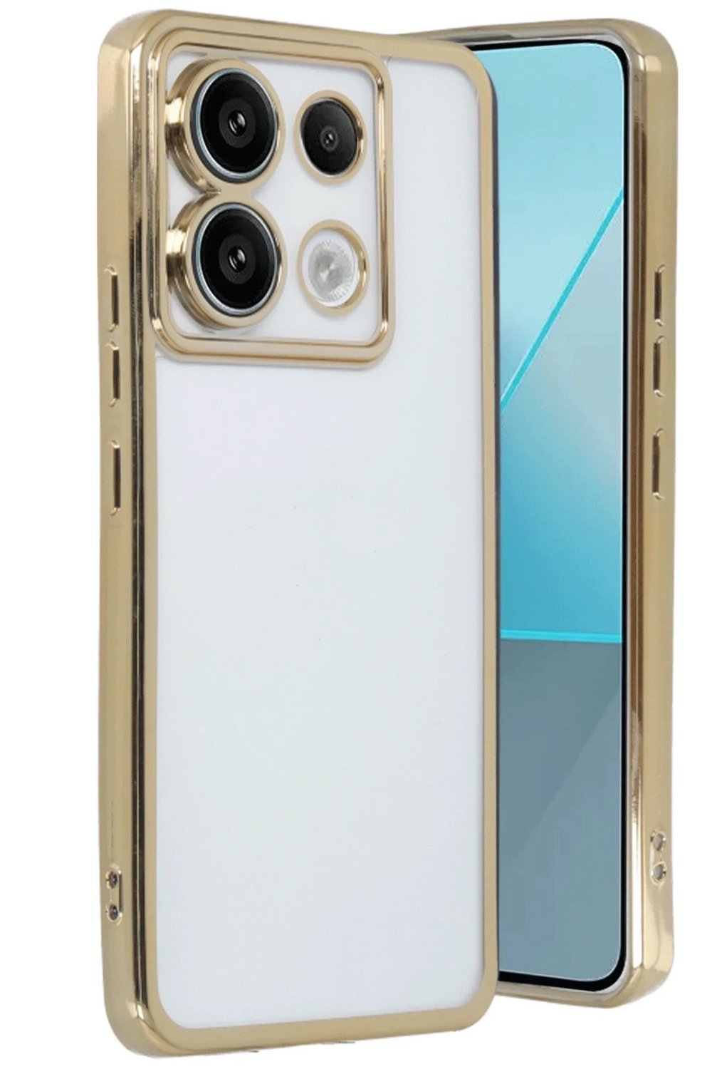 Mey İthalat®   Redmi Note 13 Pro 4G Kılıf  Lensli Silikon - Gold