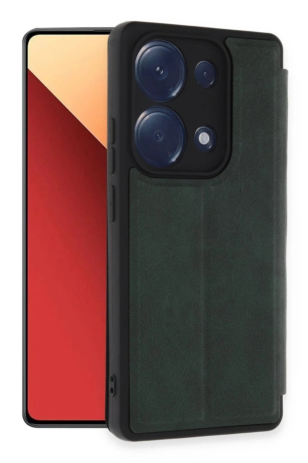 Mey İthalat®   Redmi Note 13 Pro 4G Kılıf Flip Cover - Koyu Yeşil
