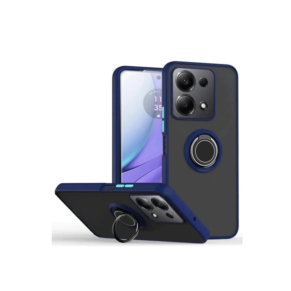 Mey İthalat®   Redmi Note 13 Pro 4G Montreal Yüzüklü Silikon Kapak - Lacivert