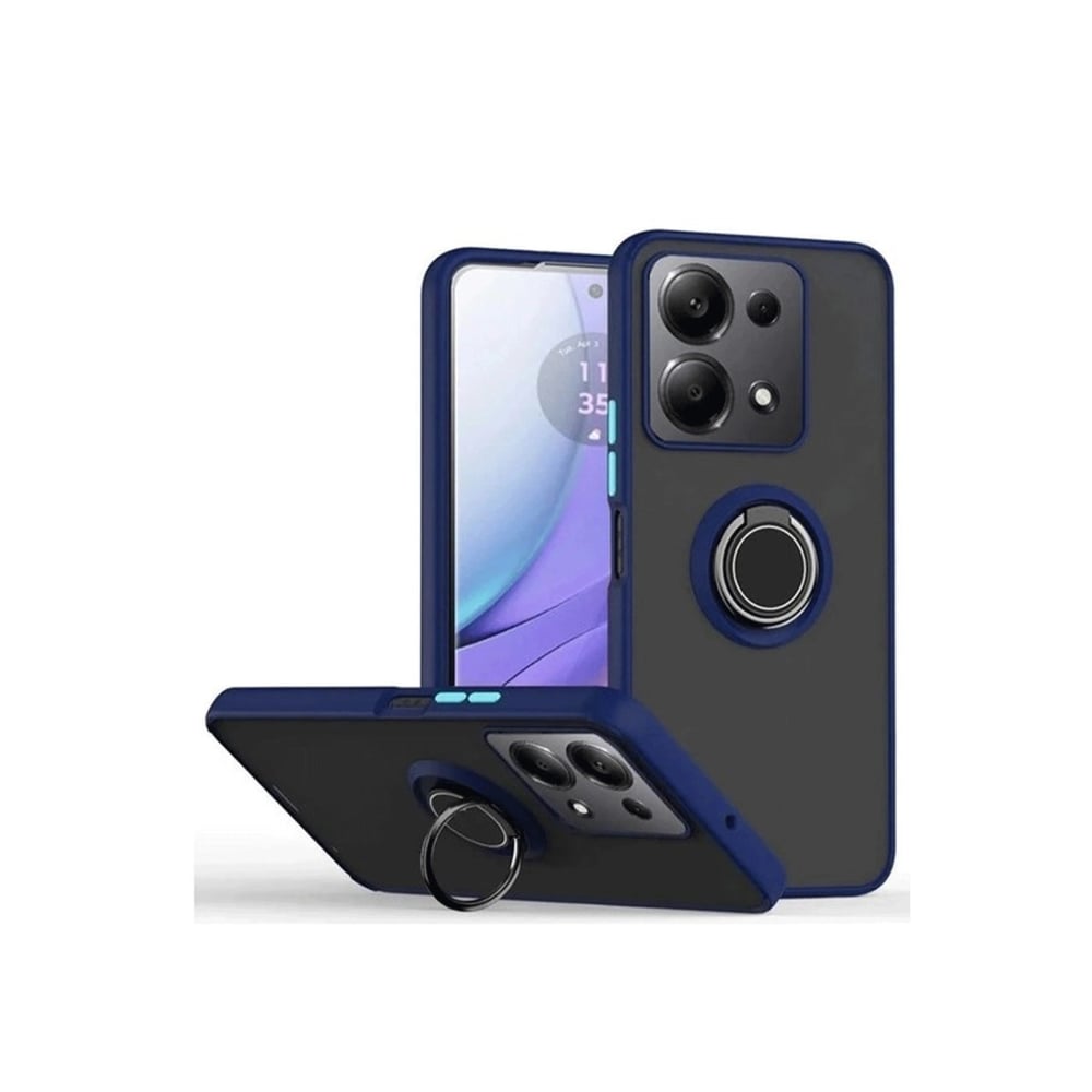 Mey İthalat®   Redmi Note 13 Pro 4G Montreal Yüzüklü Silikon Kapak - Lacivert