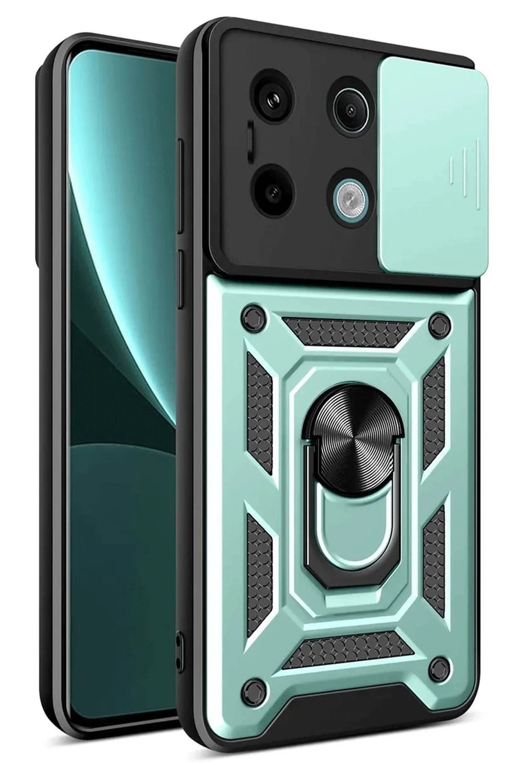 Mey İthalat®   Redmi Note 13 Pro 4G Pars Lens Yüzüklü Silikon - Yeşil