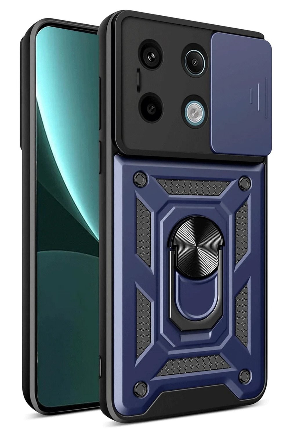 Mey İthalat®   Redmi Note 13 Pro 4G Pars Lens Yüzüklü Silikon - Lacivert