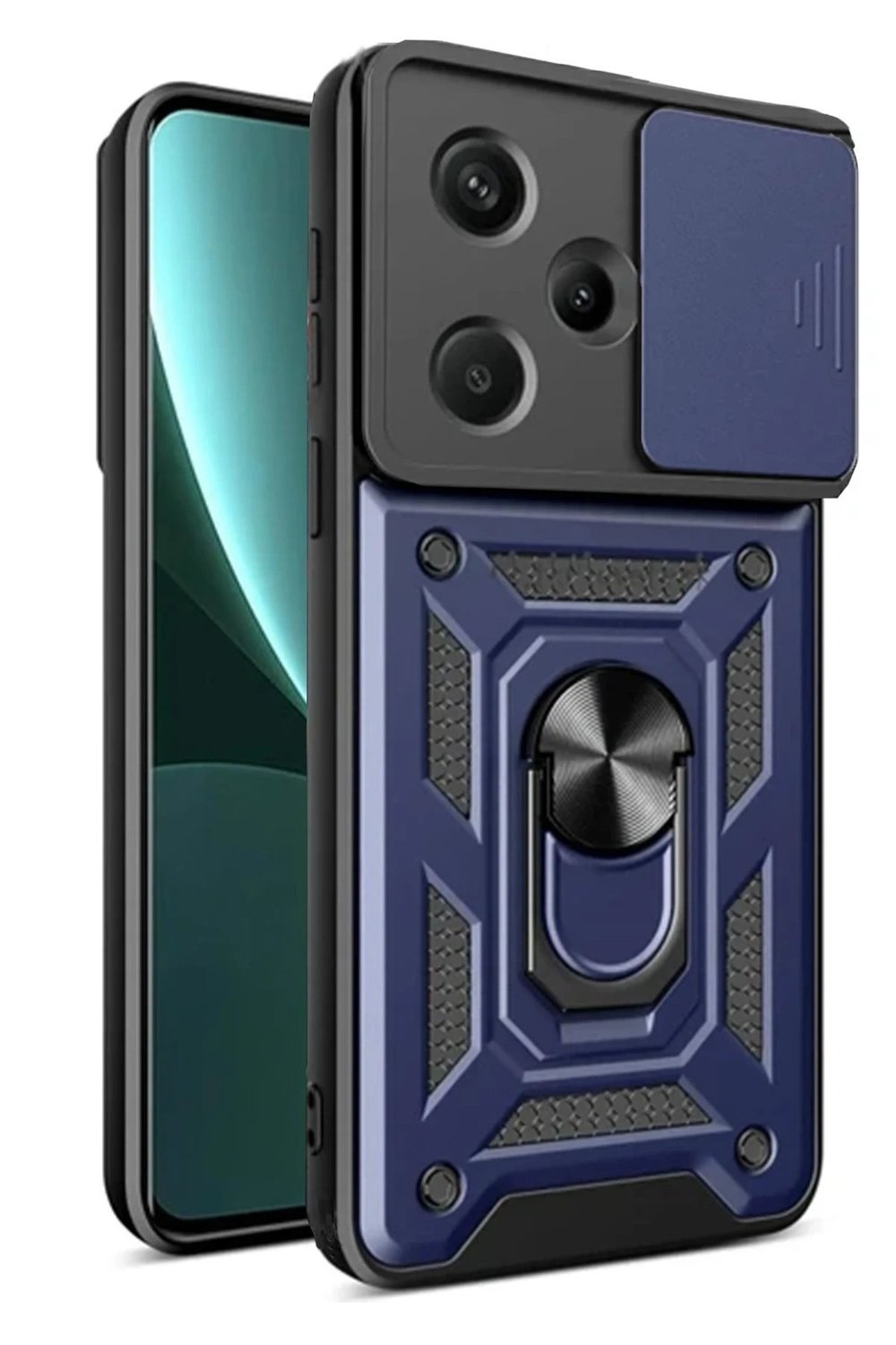 Mey İthalat®   Redmi Note 13 Pro Plus Kılıf Pars Lens Yüzüklü Silikon - Lacivert