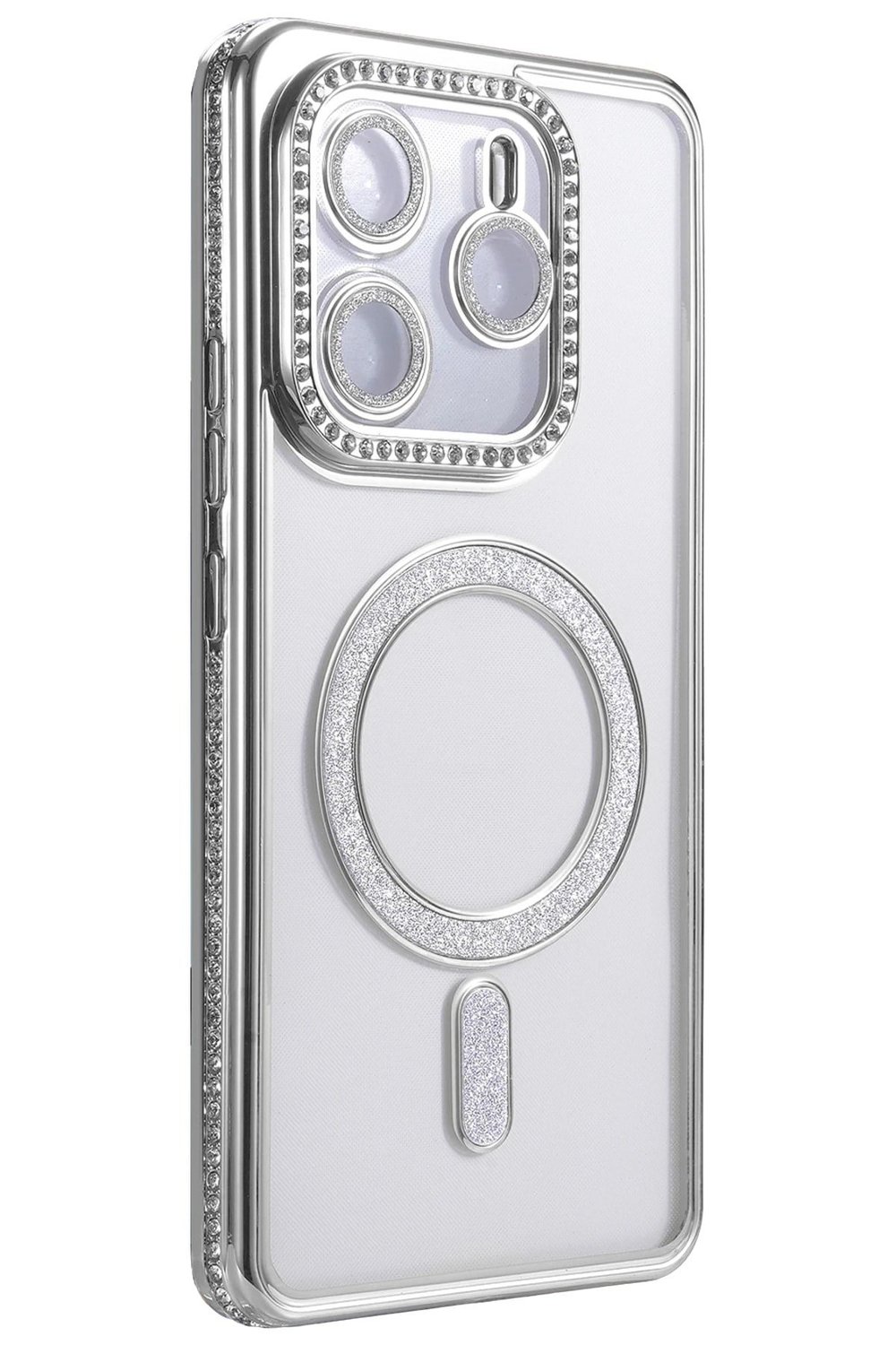 Mey İthalat®   Redmi Note 14 4G Joke Simli Magneticsafe Kılıf - Gümüş