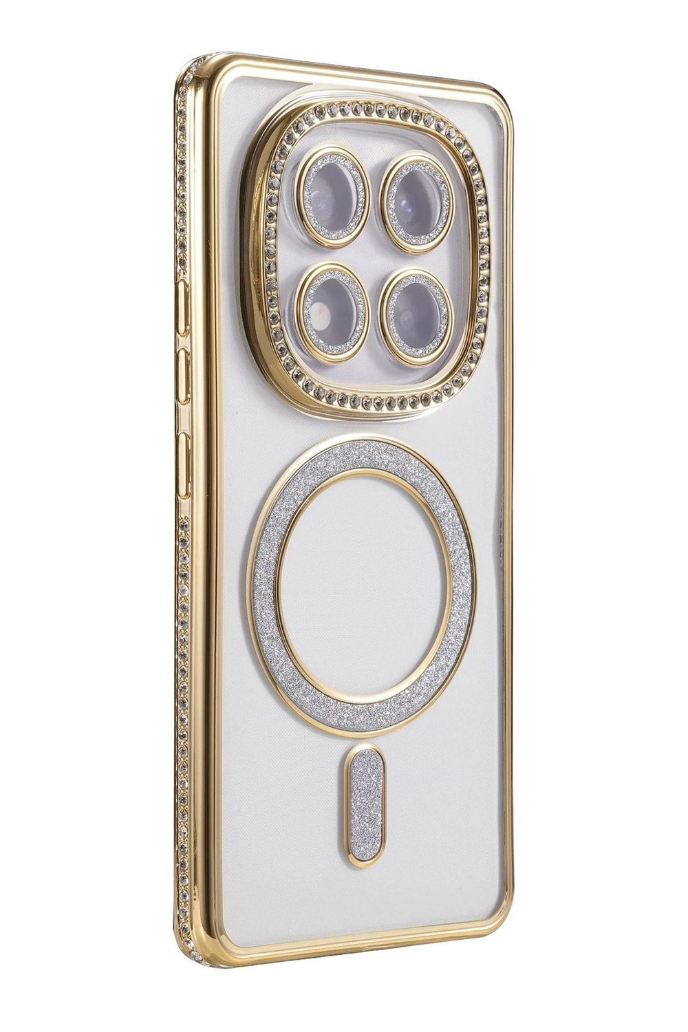 Mey İthalat®   Redmi Note 14 Pro 5G Joke Simli Magneticsafe Kılıf - Gold