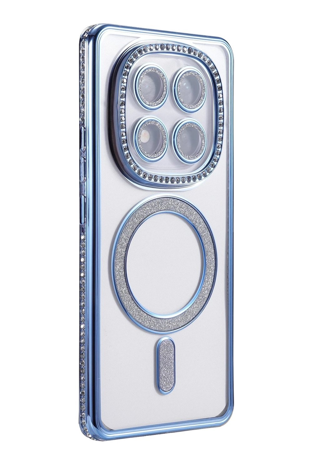 Mey İthalat®   Redmi Note 14 Pro 5G Joke Simli Magneticsafe Kılıf - Mavi