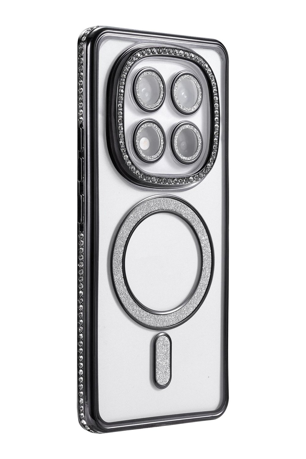 Mey İthalat®   Redmi Note 14 Pro 5G Joke Simli Magneticsafe Kılıf - Siyah