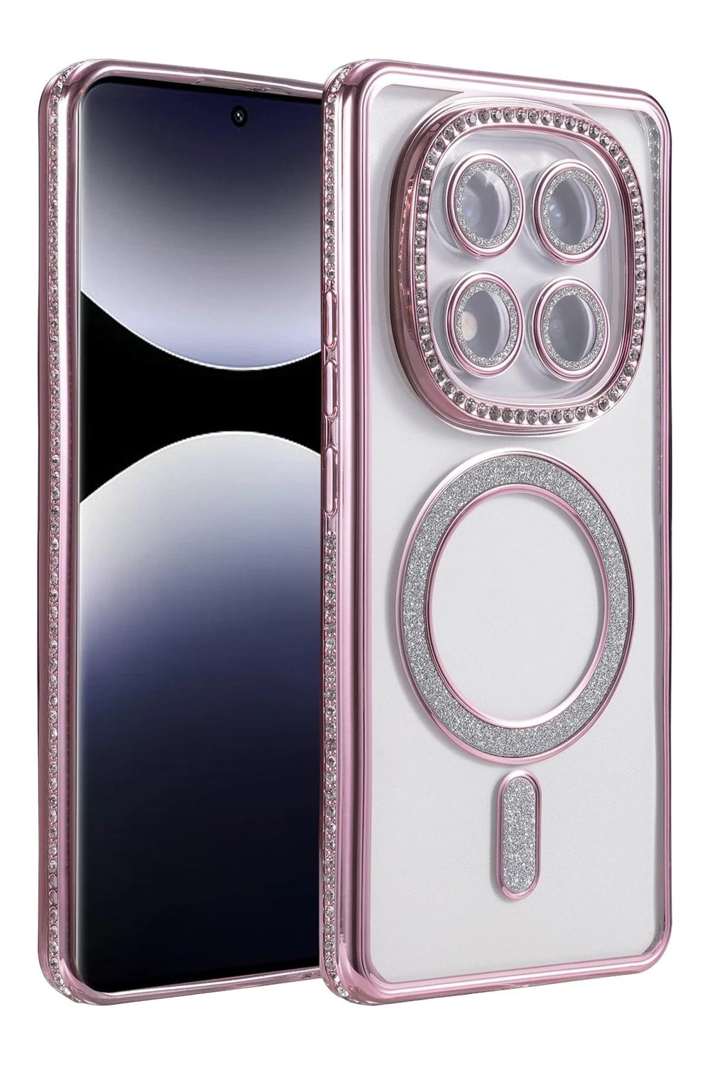 Mey İthalat®   Redmi Note 14 Pro 5G Joke Simli Magneticsafe Kılıf - Pembe