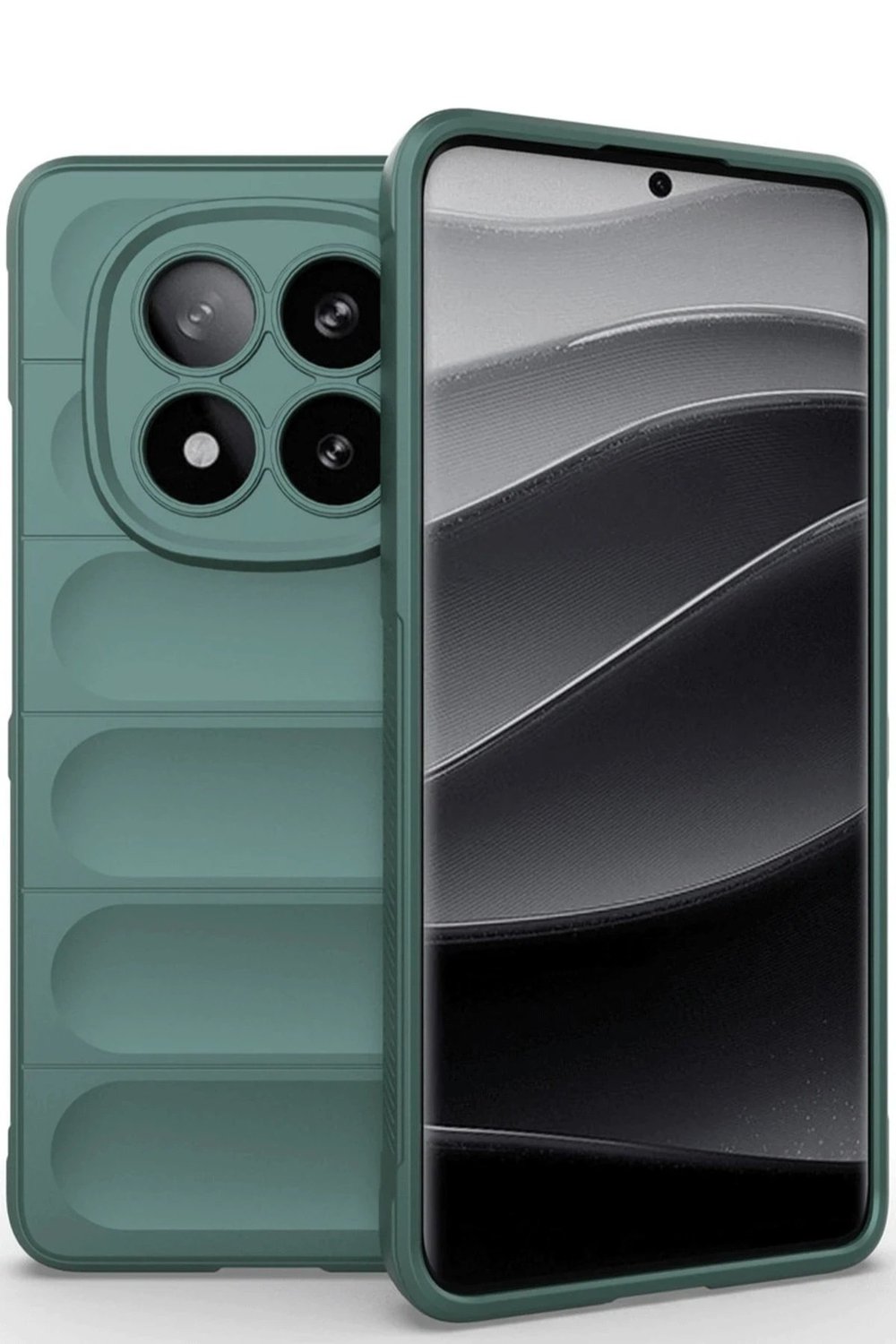 Mey İthalat®   Redmi Note 14 Pro 5G Kılıf Optimum Silikon - Koyu Yeşil