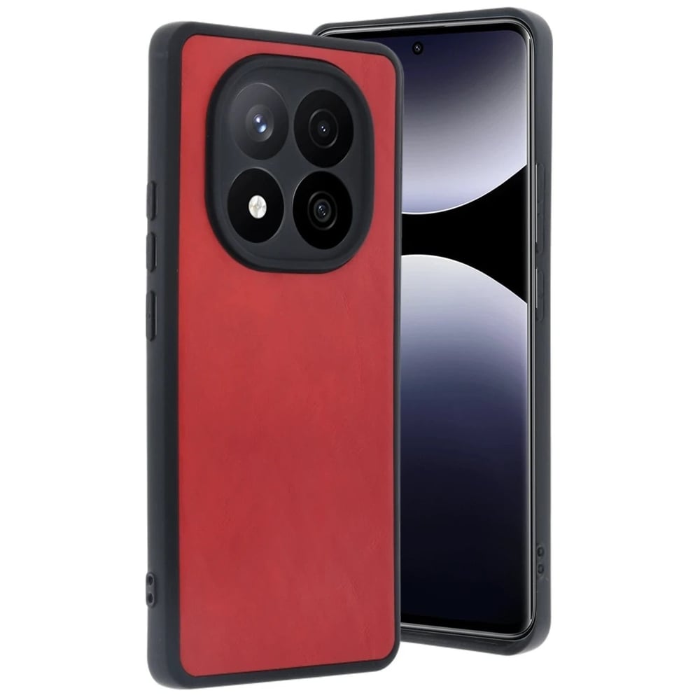 Mey İthalat®   Redmi Note 14 Pro 5G Kılıf Aras Deri Kapak - Kırmızı