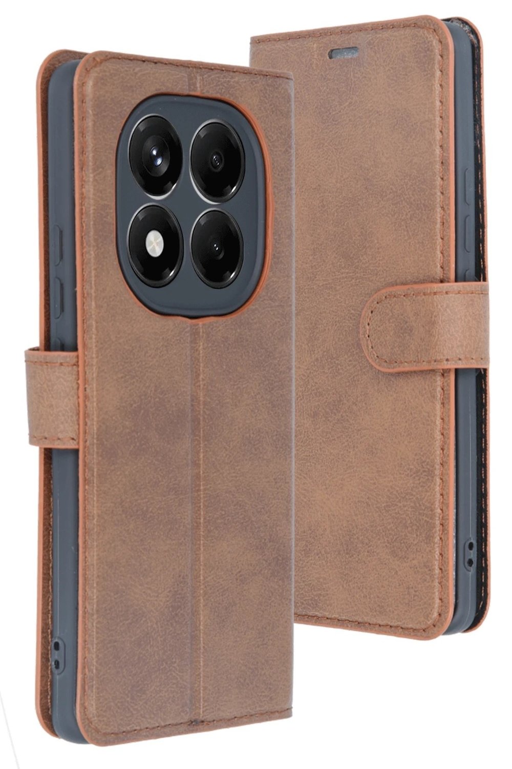 Mey İthalat®   Redmi Note 14 Pro 5G Kılıf Trend S Plus Kapaklı Kılıf - Taba
