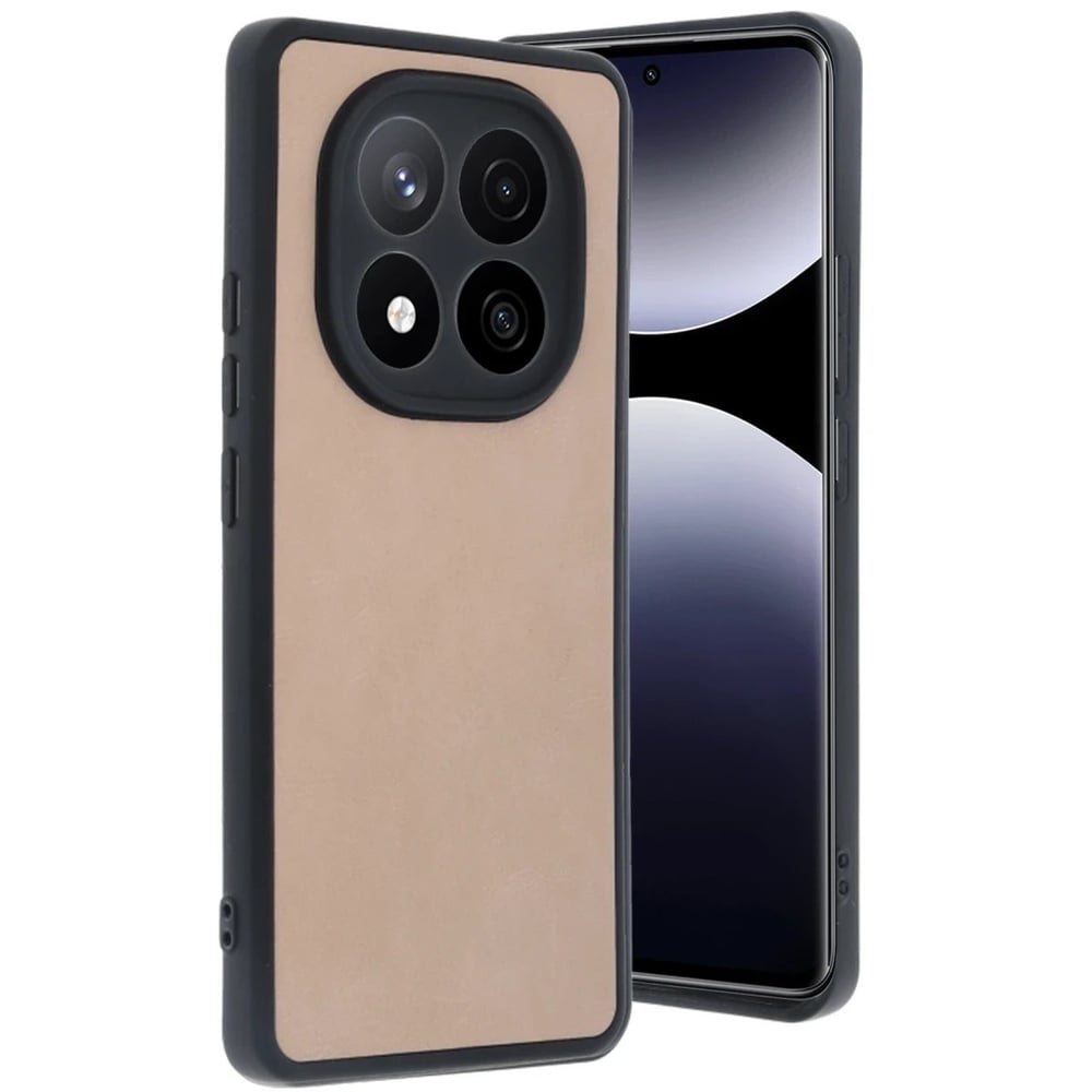 Mey İthalat®   Redmi Note 14 Pro 5G Kılıf Aras Deri Kapak - Pudra