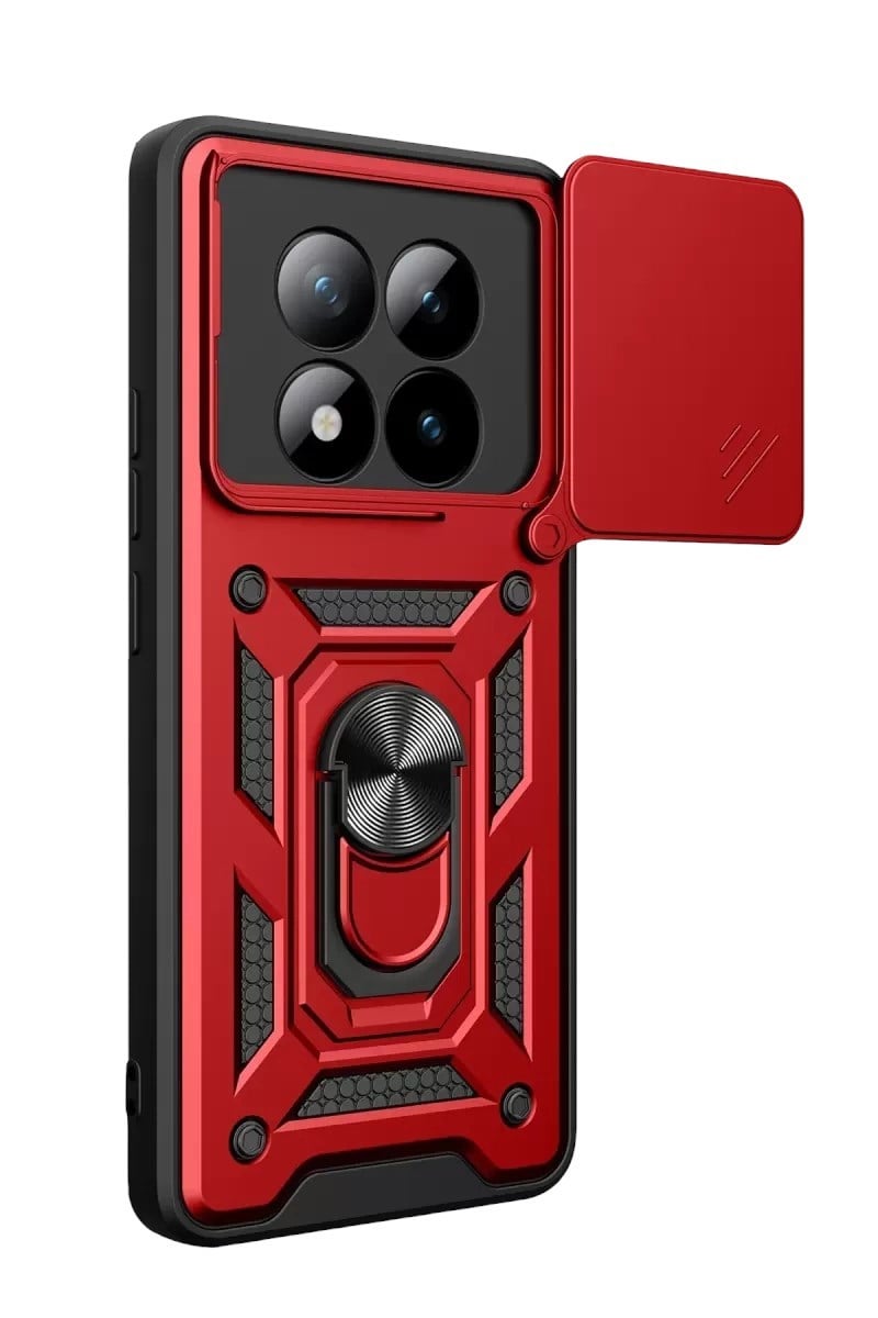 Mey İthalat®   Redmi Note 15 Pro 5G Pars Lens Yüzüklü Silikon - Kırmızı