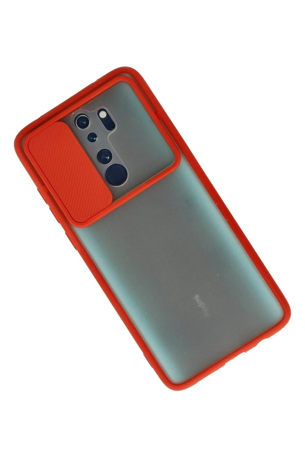 Mey İthalat®   Redmi Note 8 Pro Kılıf Palm Buzlu Kamera Sürgülü Silikon - Kırmızı