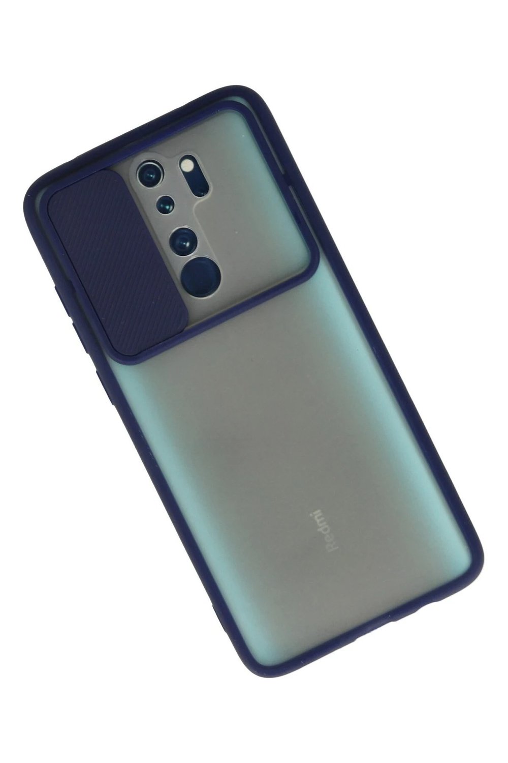 Mey İthalat®   Redmi Note 8 Pro Kılıf Palm Buzlu Kamera Sürgülü Silikon - Lacivert