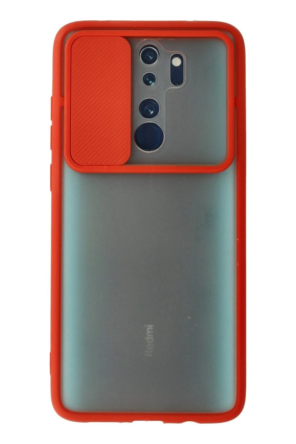 Mey İthalat®   Redmi Note 8 Pro Kılıf Palm Buzlu Kamera Sürgülü Silikon - Kırmızı