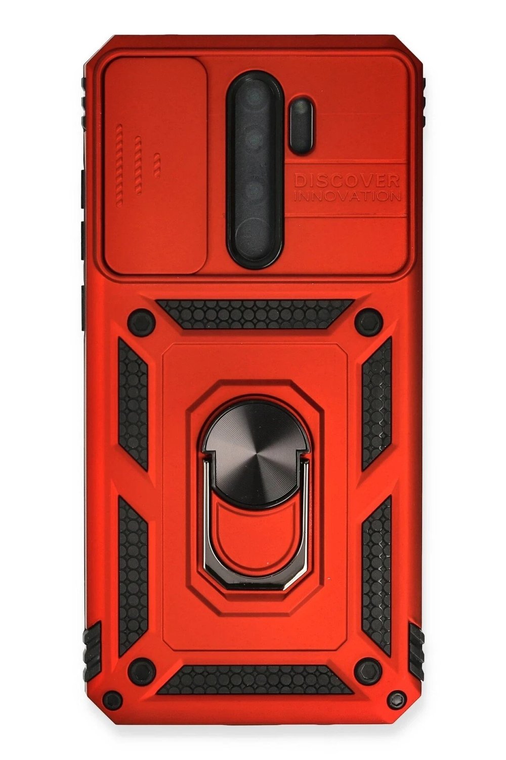 Mey İthalat®   Redmi Note 8 Pro Kılıf Pars Lens Yüzüklü Silikon - Kırmızı