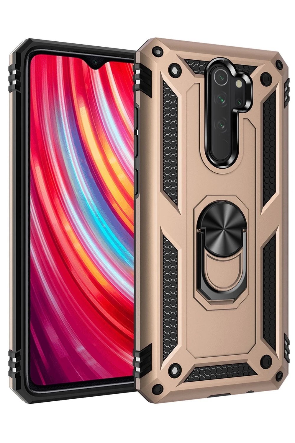 Mey İthalat®   Redmi Note 8 Pro Kılıf Sofya Yüzüklü Silikon Kapak - Gold